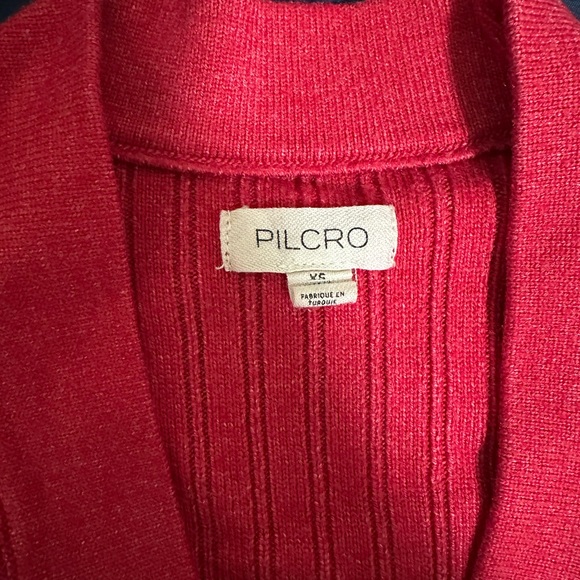 Pilcro Red Ribbed Cardigan with Button Detail - Picture 2 of 2